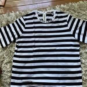 MAJE Stripe “With Love” Top Zip Back Sz M